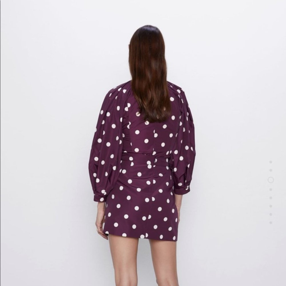 Zara Polka Dot Taffeta Blouse S - Picture 4 of 8